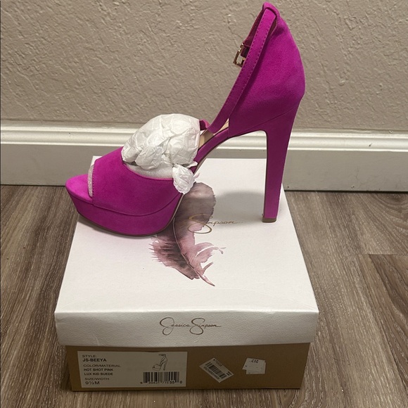 Jessica Simpson Fuchsia Peep Toe Heels - Picture 2 of 6